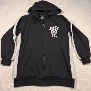 Nike Men's Black White "Just Do It" Full Zip Hoodie L Streetcore